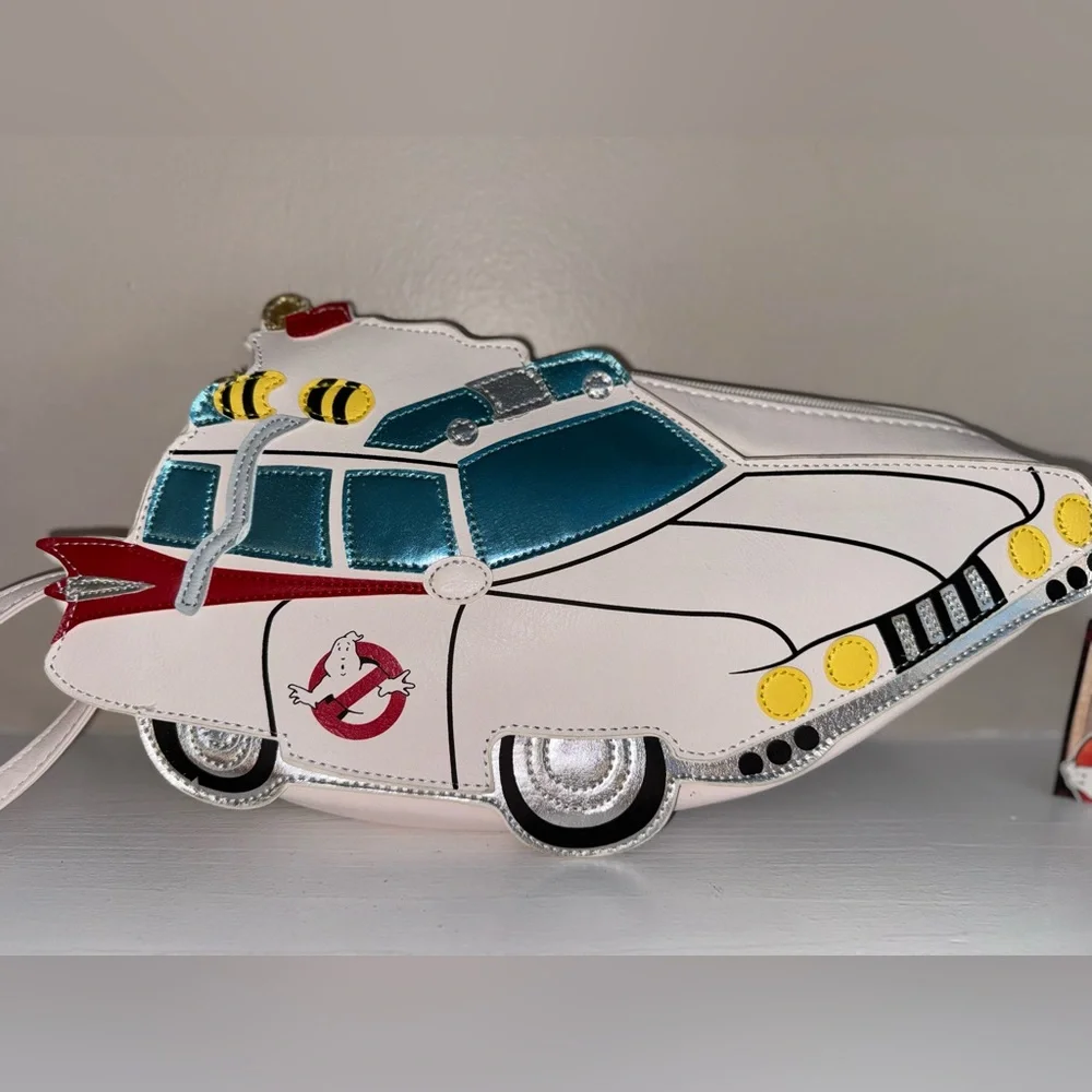 Ghostbusters NEW Ecto-1 Car White Iconic 3D Applique faux leather Crossbody Bag